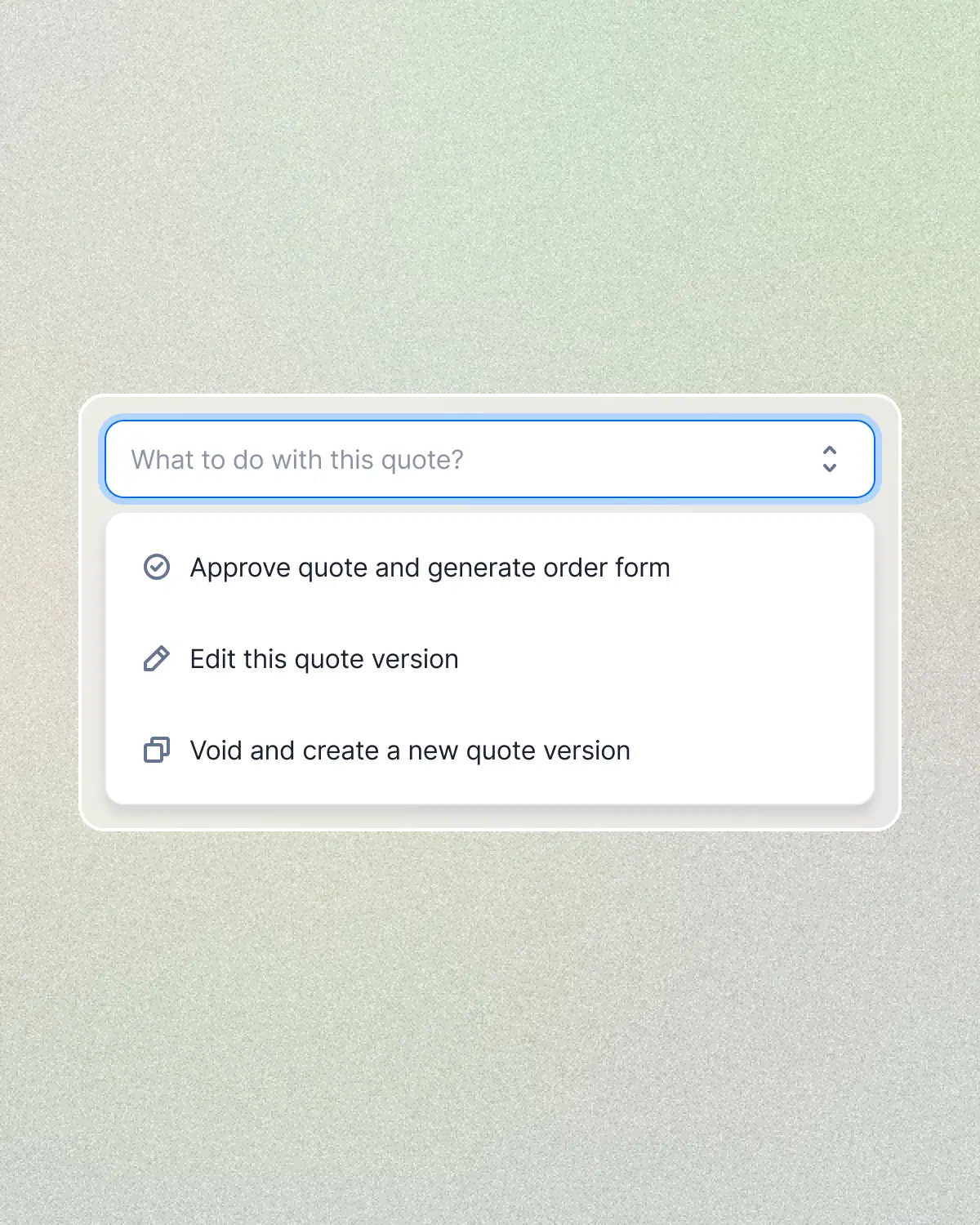 Approve into an order form.