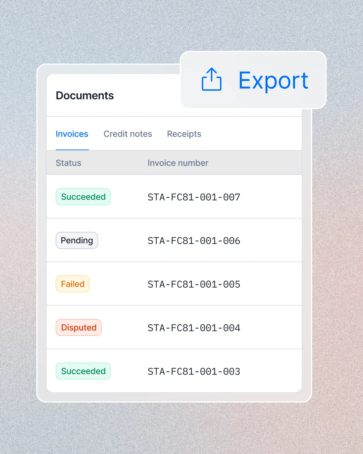 Customizable data exports.