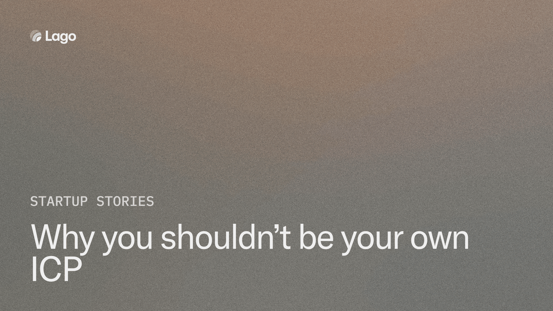 Why you shouldn't be your own ICP (we aren't)