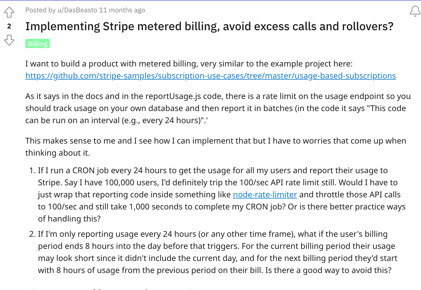 Comment about Stripe's API on Reddit