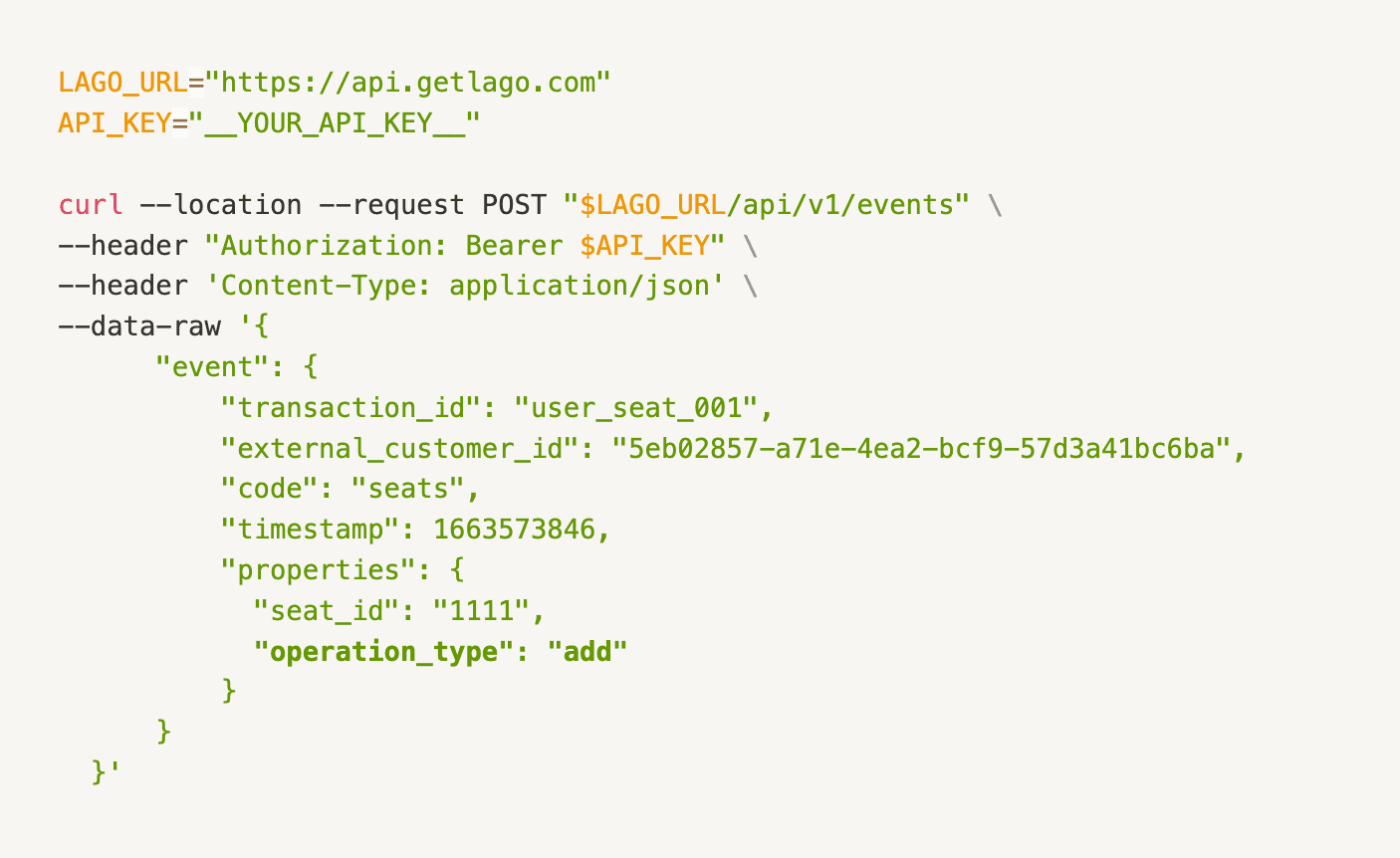 Seat 1 added via the API