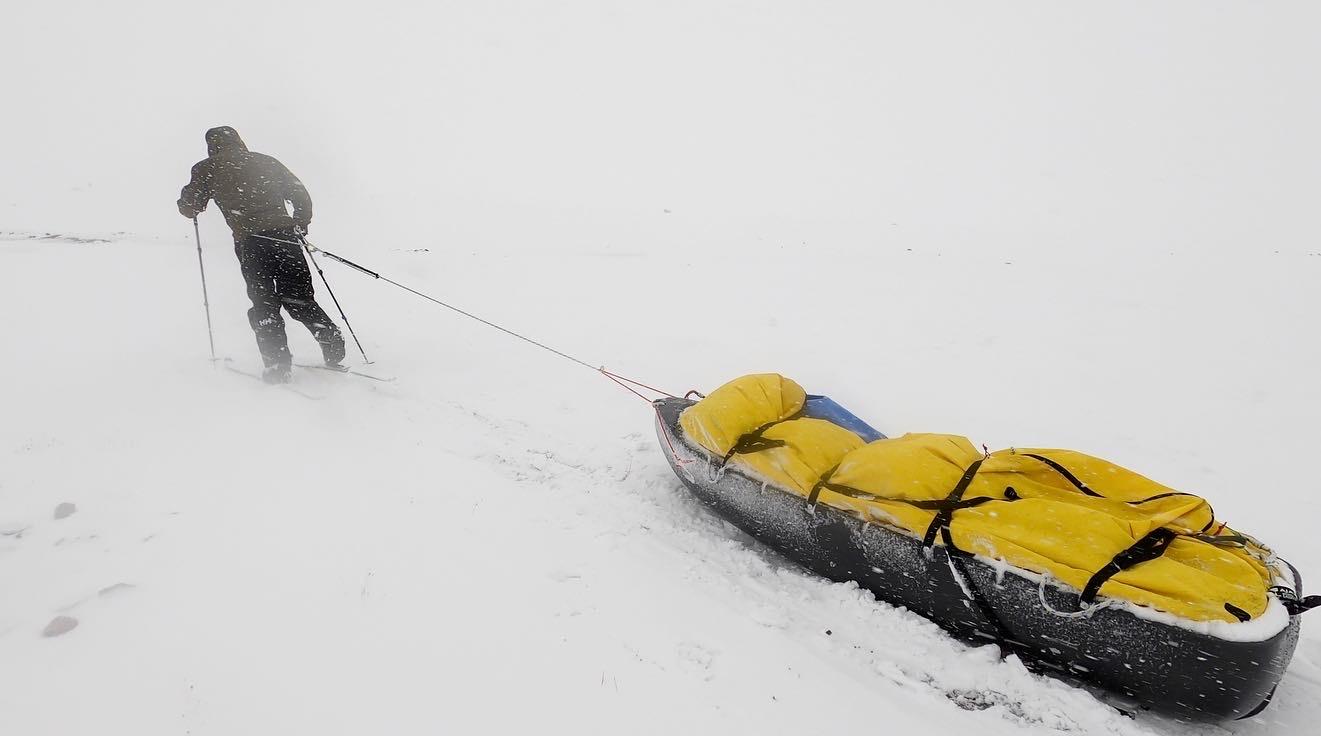 Someone pulling a sled