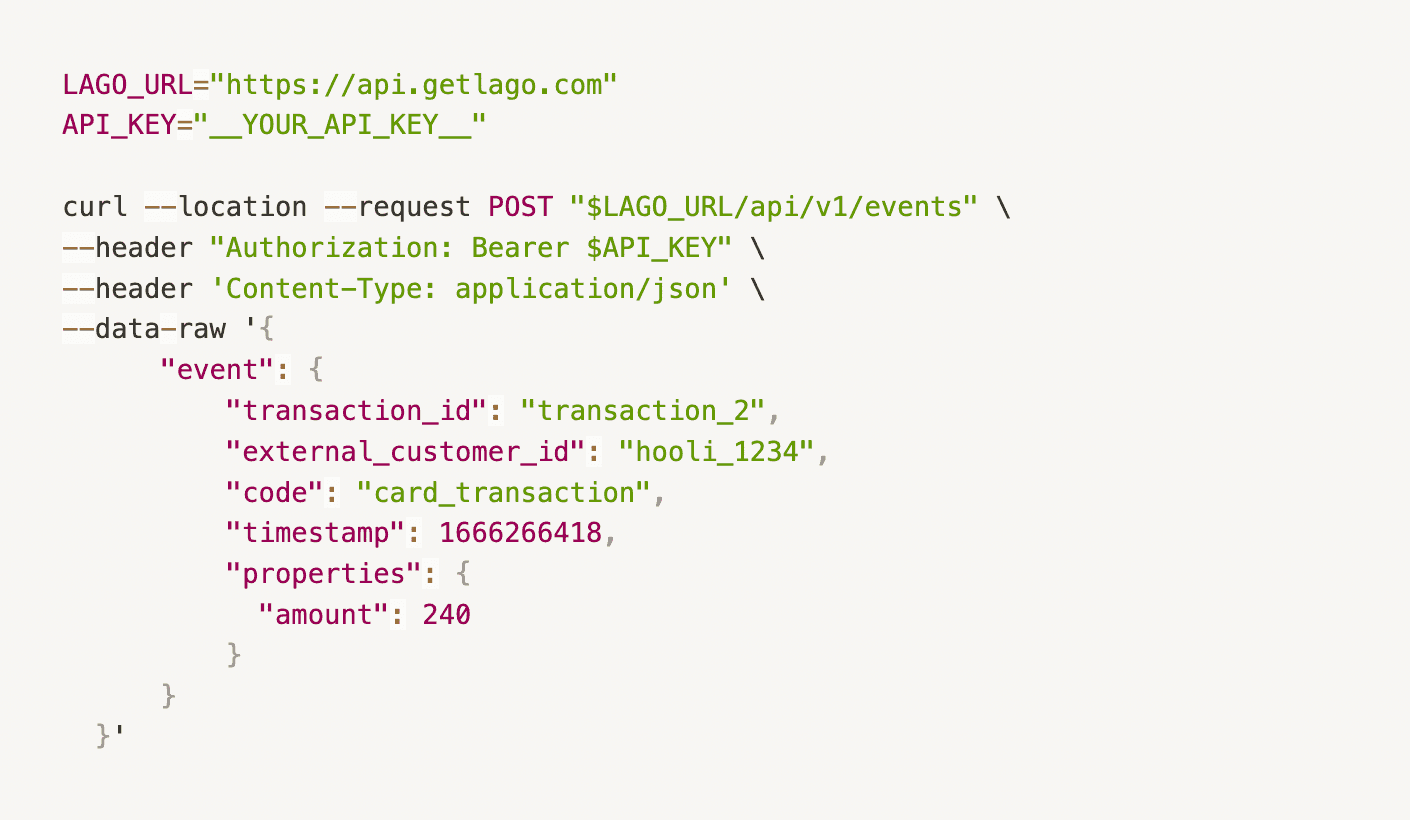 Second event ingested by Lago