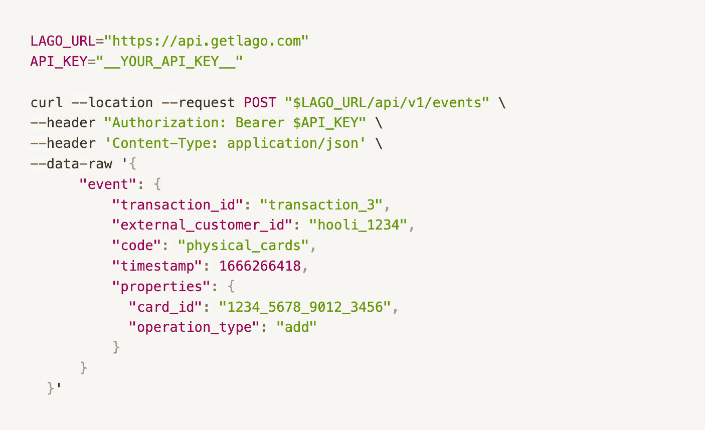 Third event ingested by Lago