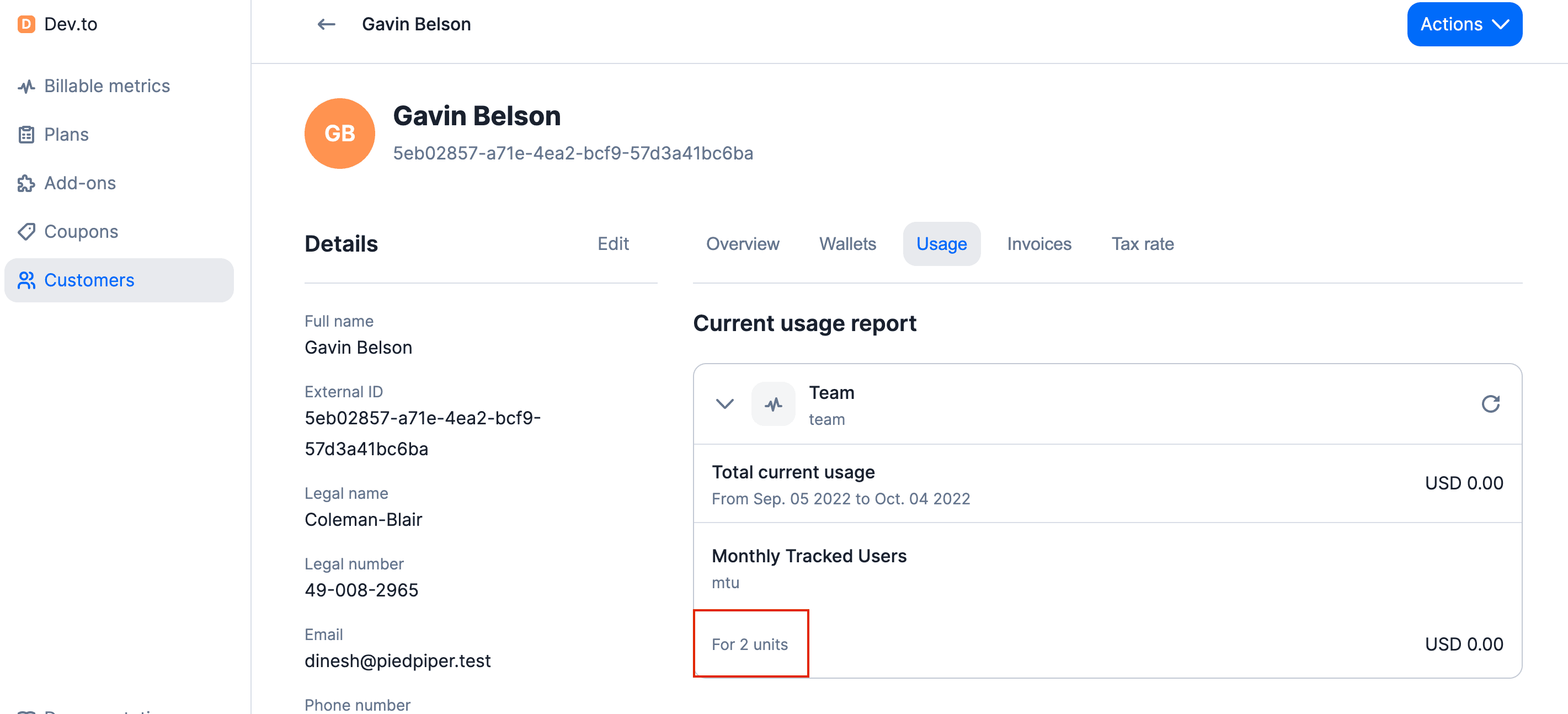 Current usage information